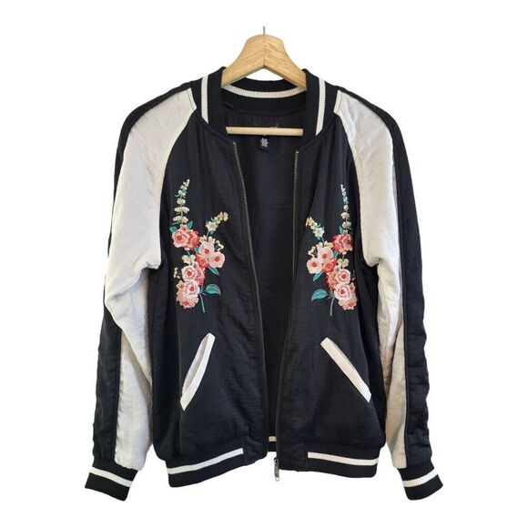 Aqua Womens XS Embroidered Bomber jacket Varsity/Full Zip/Japanese Flora… - Picture 11 of 13
